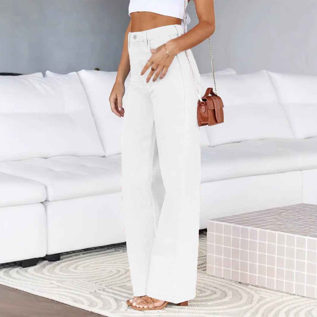 Temperament Commute Wide Leg Pants Washed