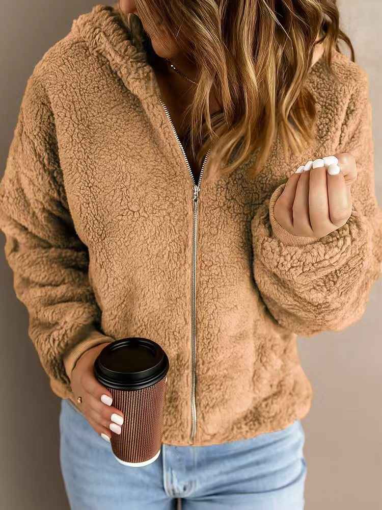 Women's Casual Hooded Long Sleeve Pullover Plush Coat