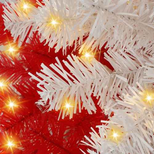 6ft Artificial Candy Cane Christmas Tree - 300 LED Lights & 900 Bendable Branches - DropOnline.co