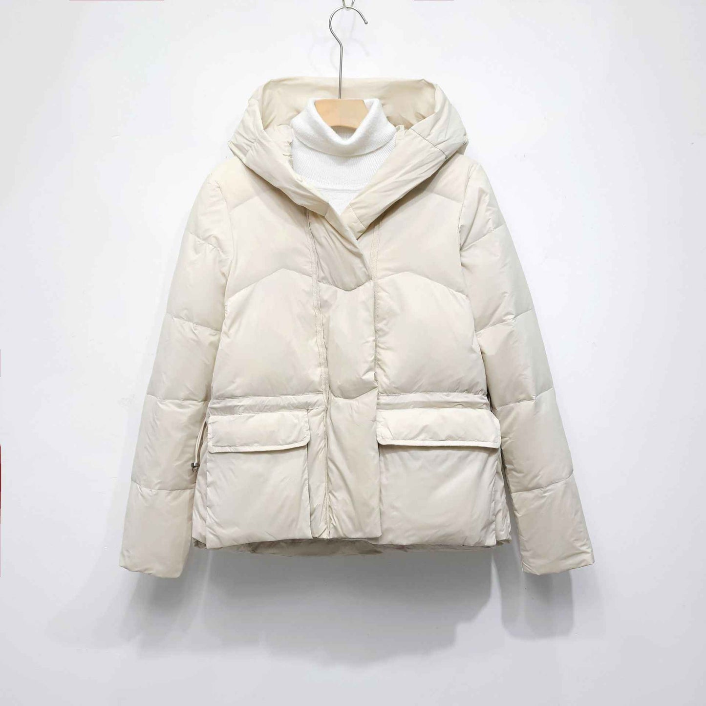 Women's Solid Color Hooded Thick Short Down Jacket