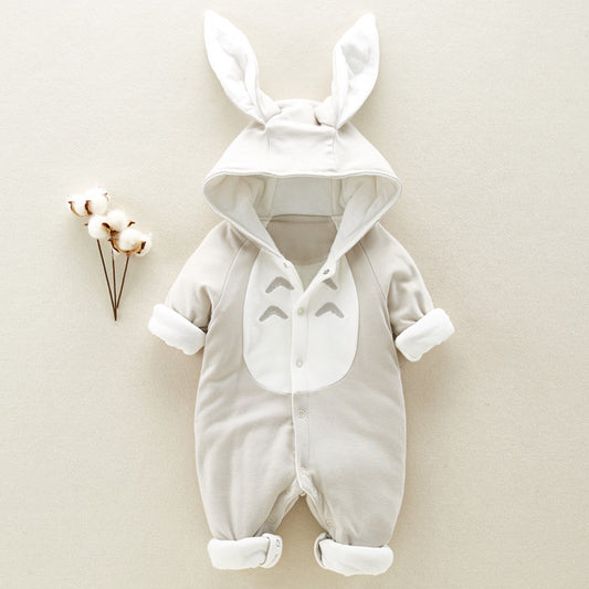 Padded Cotton Baby Romper - Hooded Winter Onesie for Newborns & Infants
