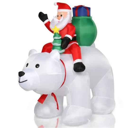 6ft Santa Claus Rides Polar Bear - 15W 7pcs LED Garden Christmas Decoration - DropOnline.co