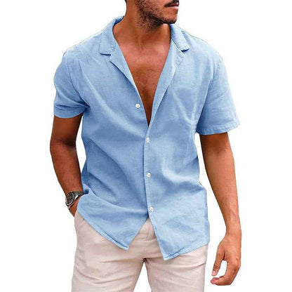 Men's Casual Button Down Beach Shirt - Short Sleeve Summer Top