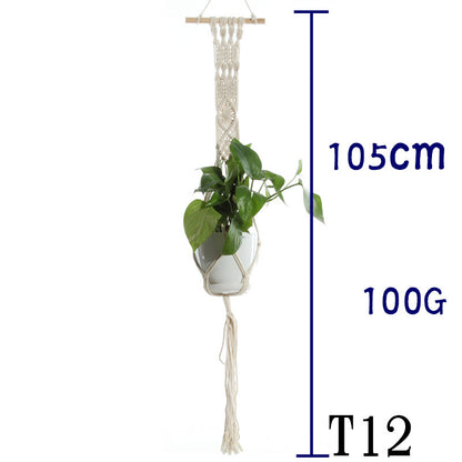 Flower Pot Net Bag Beige Cotton Rope Indoor Plant Hanger Hanging Basket Sling - DropOnline.co