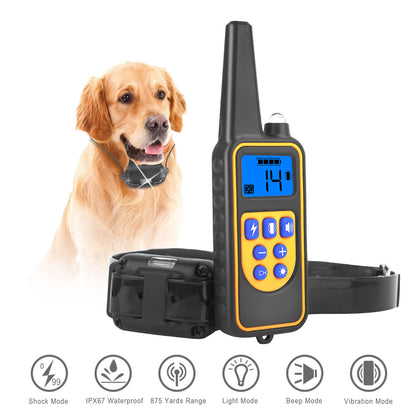 1Pc Dog Training Collar With Remote  IP67 Waterproof Pet Trainer 300mAh Rechargeable 875 Yard Remote Control 4 Modes Adjustable Level - DropOnline.co