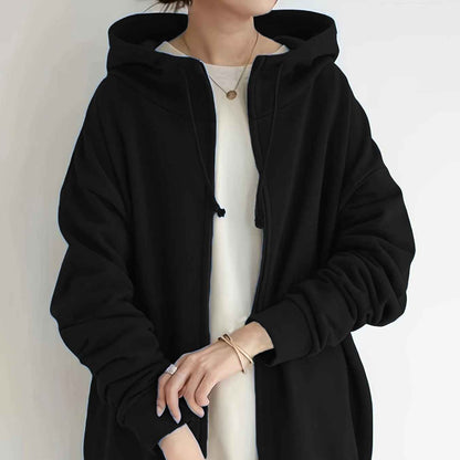 New Personality Street Sweater Zipper Hooded Long