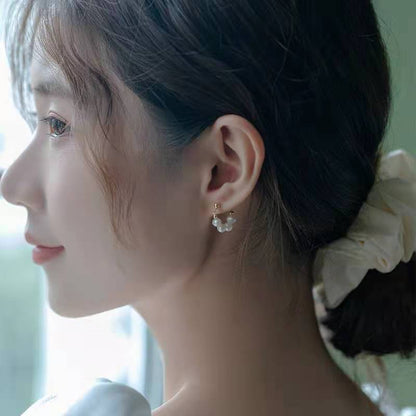 Sterling Silver Needle Japanese And Korean Pearl Earrings Non-piercing Ear Clip - DropOnline.co