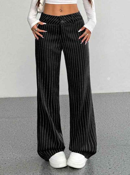 New Women's Korean And Japanese Slim-fit Striped Flared Casual Pants