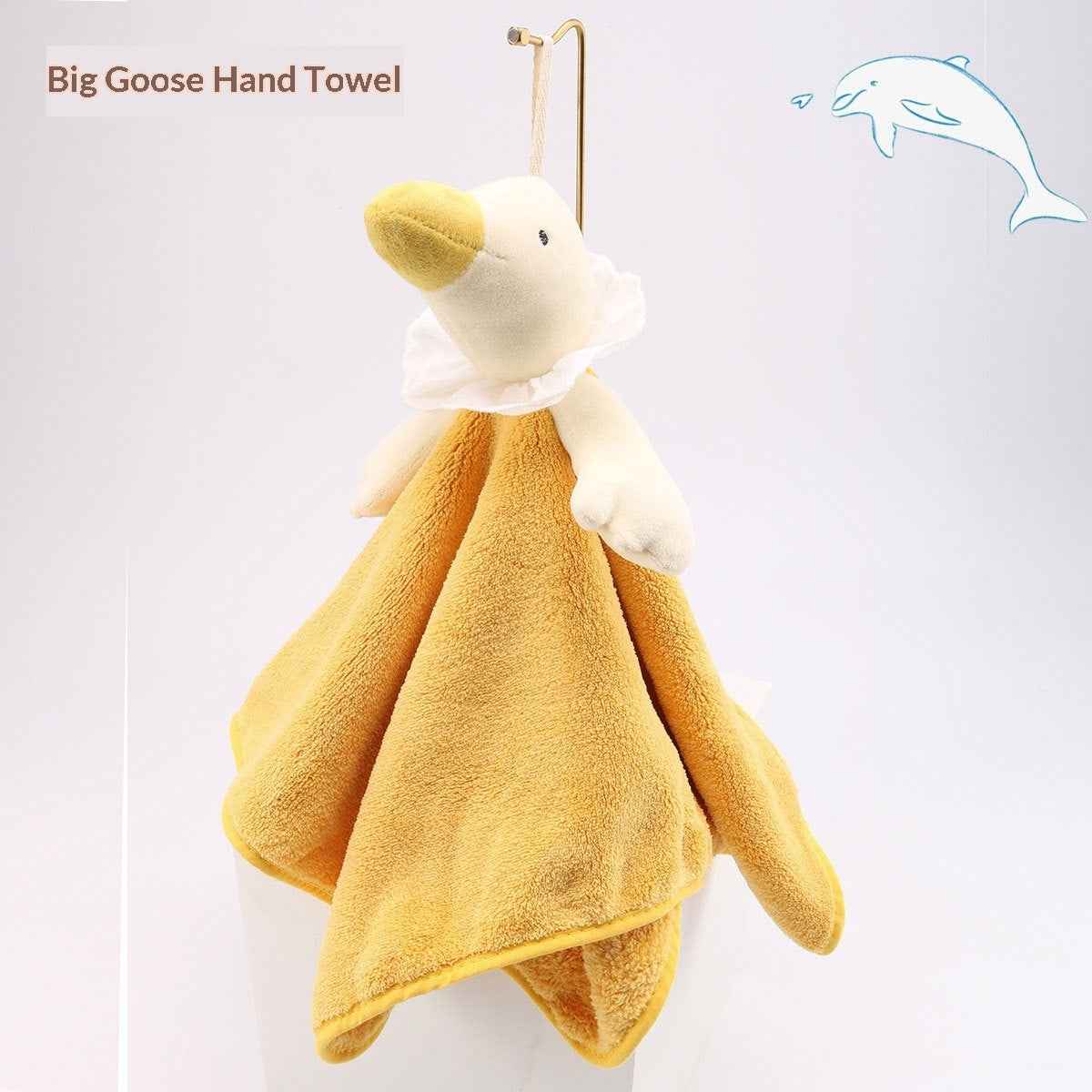 Cartoon Goose Hanging Bathroom Coral Fleece Soft Absorbent Household Hand Towel