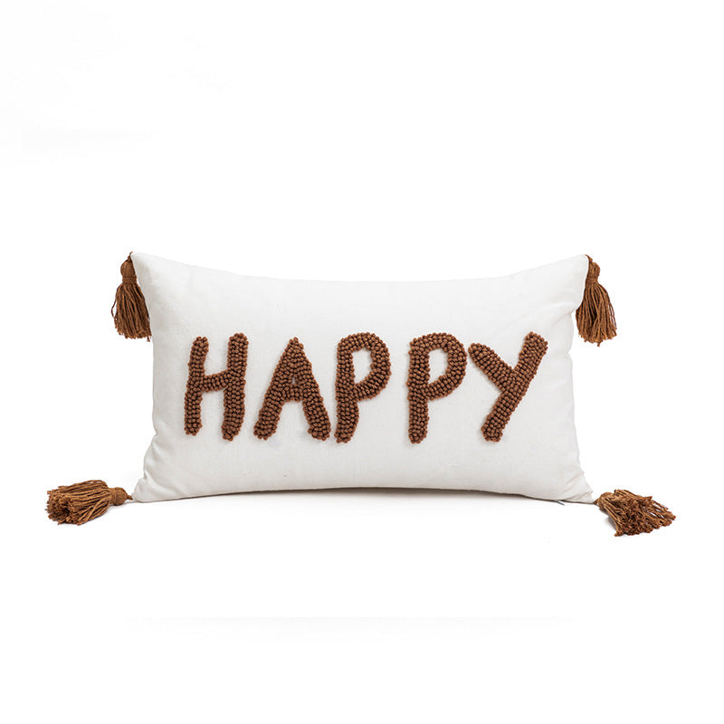 Embroidered Plush Pillow Cover - Artisan Crafted Decorative Cushion