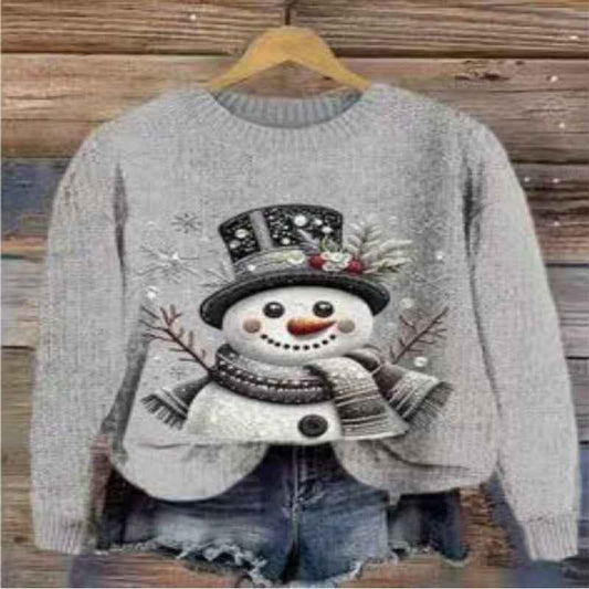 Cross-border Hoodie Christmas Street 3D Digital Print Women's Trendy Casual Round Neck Top