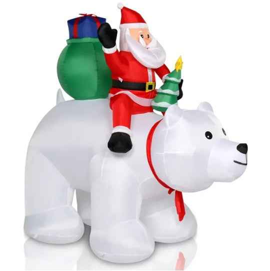 6ft Santa Claus Rides Polar Bear - 15W 7pcs LED Garden Christmas Decoration - DropOnline.co
