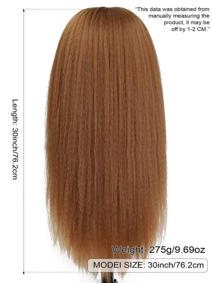 Lace Female Non-toxic Wig, Soft Natural Brown Blonde Hair, High-temperature Fiber, , Non-adhesive 13X2.5 Lace Area, Versatile Wig - DropOnline.co