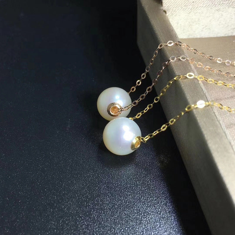 Pearl Clavicle Necklace - 18K Gold Mother-of-Pearl Pendant