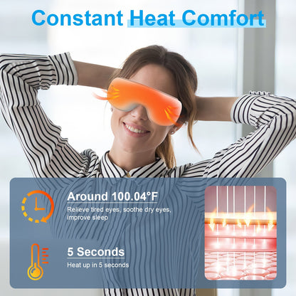 1Pc Eye Massager With Heat Music Air Pressure Vibration Massage Rechargeable For Men Women Elders Wireless Eye Mask - DropOnline.co