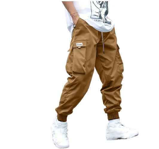 Men's Multi-Pocket Cargo Pants - Hip-Hop Streetwear Drawstring Trousers