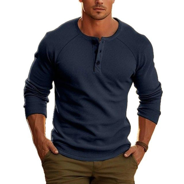 Men's Henry Collar Long Sleeve T-Shirt - Classic Base Layer
