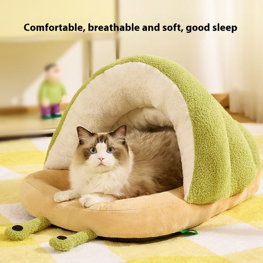 Warm Cat Semi-Closed Snail Slippers Nest - Cozy Pet Bed with Unique Slipper Design