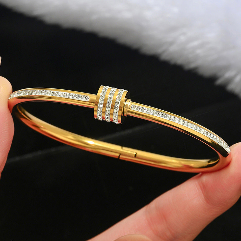Stainless Steel Gold Bracelet - Love Nail Design