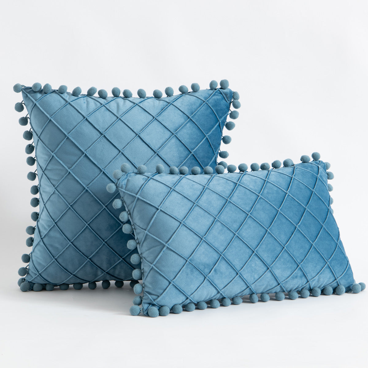 Velvet Fur Ball Decorative Pillow - Luxurious Textured Accent Cushion