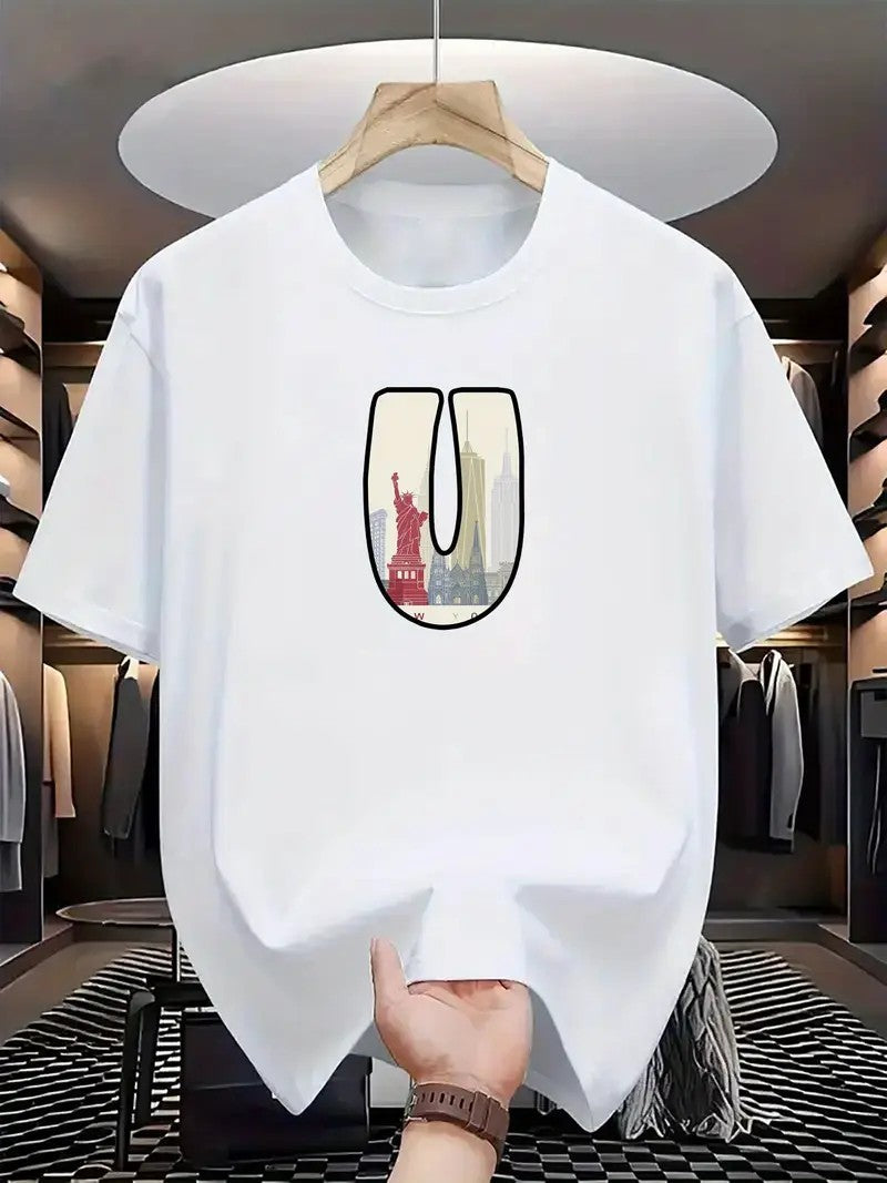 Men's Mesh Print Casual T-Shirt - Breathable Graphic Tee