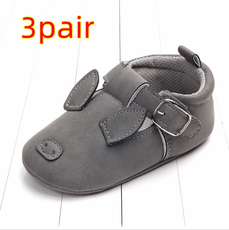 Cartoon Animal Baby Shoes - Soft Non-Slip Leather First Walking Shoes