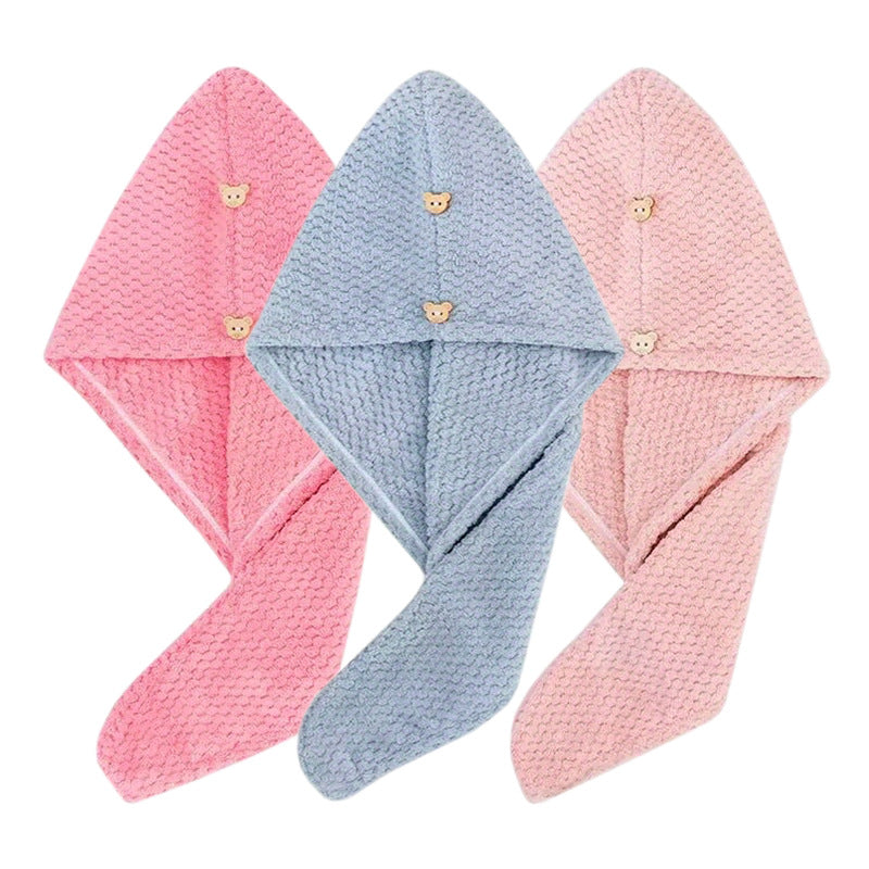 Womens Coral Fleece Hair Drying Cap Highly Absorbent Quick Drying Pineapple Weave Towel For Hair Drying