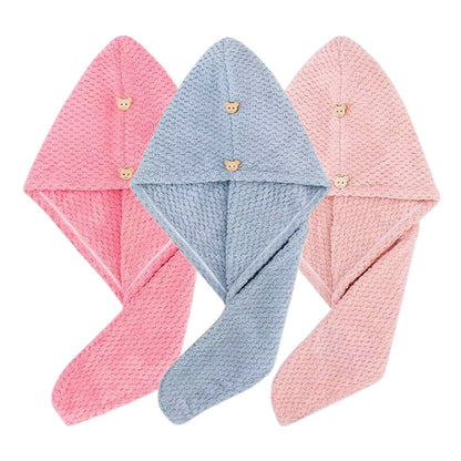 Womens Coral Fleece Hair Drying Cap Highly Absorbent Quick Drying Pineapple Weave Towel For Hair Drying