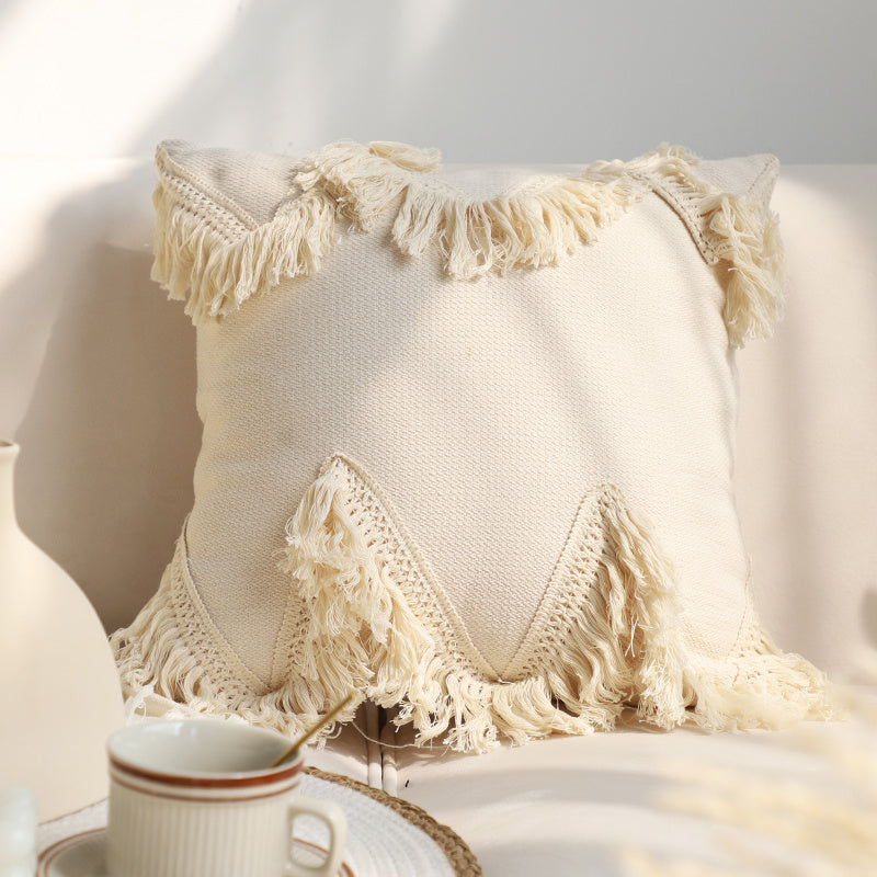 Pillowcase Tufted Pillow Solid Color Cover Waist Cushion