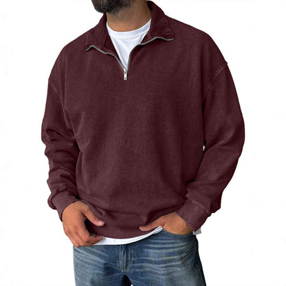 New Stand Collar Loose Drop Shoulder Men's Sweatshirt