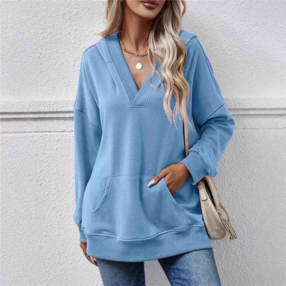 Hooded Kangaroo Pocket Long Sleeve Women's Plus Size Sweater