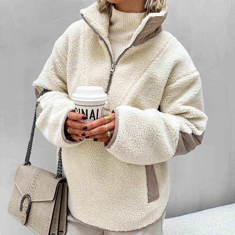 Plush Loose Lapel Pullover Sweater