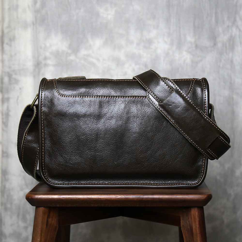 Men's Genuine Leather Crossbody Shoulder Bag Handmade