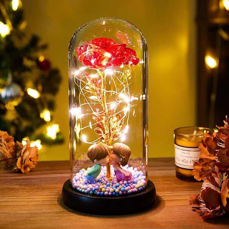 Eternal Rose LED Nightlight - Glass Dome Romantic Lamp