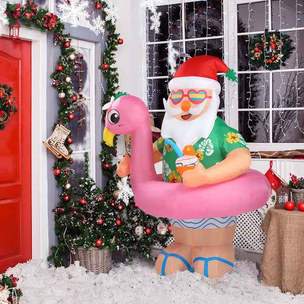 5.9ft Hawaiian Elderly Inflatable Christmas Decoration - 6 LED Lights - DropOnline.co