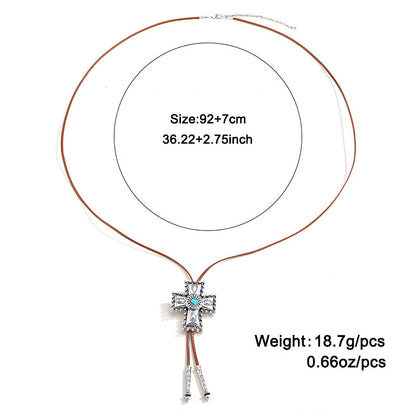 European And American Retro Turquoise Cross Necklace - DropOnline.co