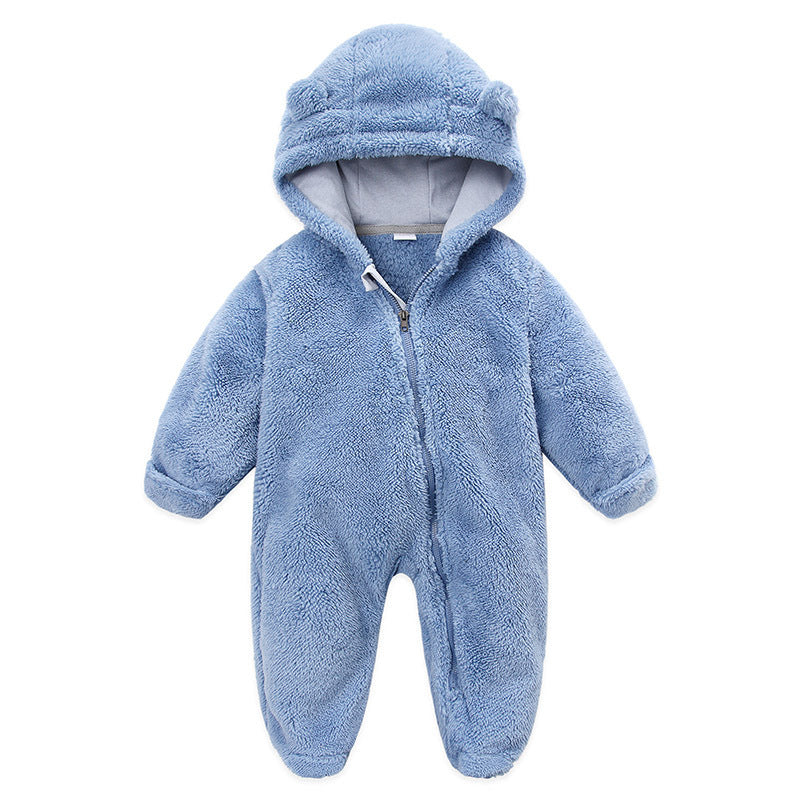 Candy-Colored Hooded Baby Jumpsuit - Soft Cotton One-Piece