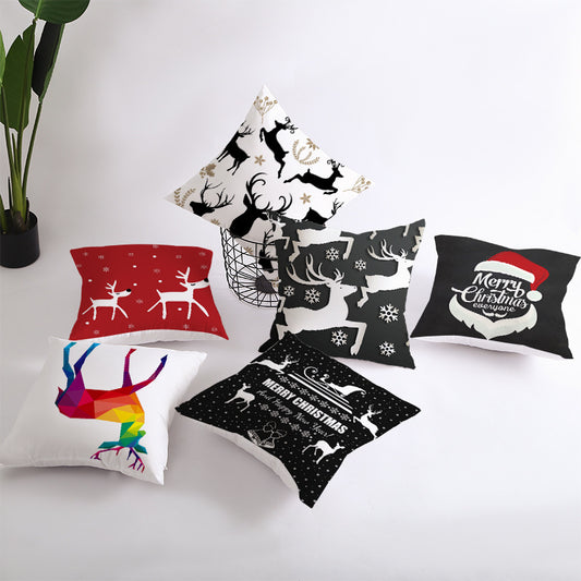 Santa Cushion Cover Home Soft Decoration - Cozy Christmas Pillow Case for Holiday Decor