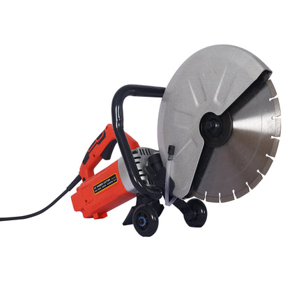 Electric 14  Cut Off Saw Wet Dry Concrete Saw Cutter Guide Roller With Water Line Attachment 3000w With Blade