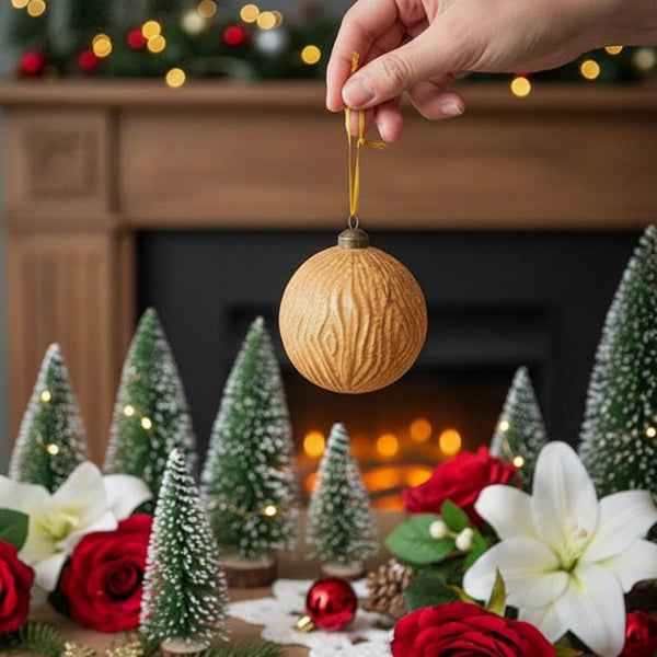 6PCS Glass Christmas Ball Ornaments - Shimmering Gold Holiday Tree Decorations (3.9 inch) - DropOnline.co