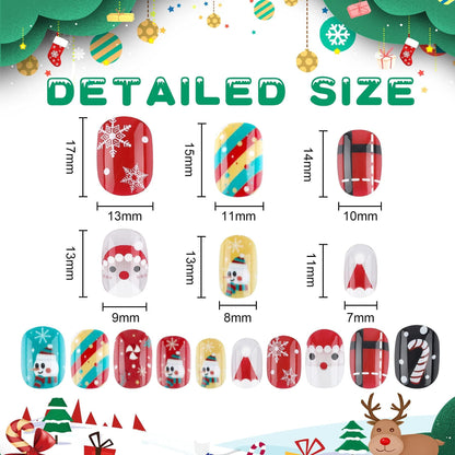 Christmas Stick On Nail, 48 Pcs False Nails Kids Full Cover Xmas Short False Nail Children Nails Lovely Gift For Kids Little Girls Nail Art Decoration-Ban On Selling On Amazon - DropOnline.co