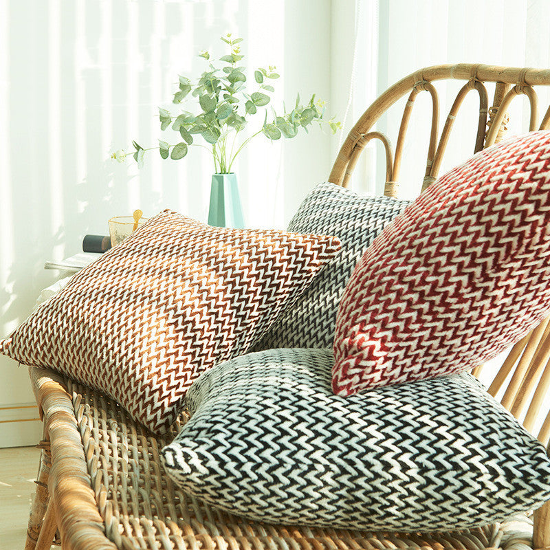 Herringbone Double-sided Plush Car Cushion Sofa Cushion