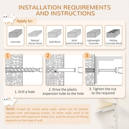 PawHut 6-pc Modern Cat Wall Shelves For Indoor Cats, Height Adjustable Jumping Platforms - DropOnline.co