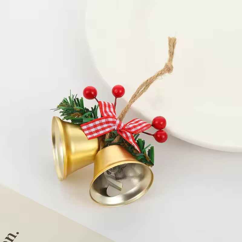 Christmas Double Bell Pendant - Hemp Rope Bow Jingling Decoration (4 Colors) - DropOnline.co