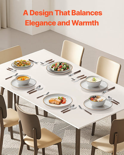 18 PCS Dinnerware Set Ceramic Plates And Bowls Sets Service For 6 White - DropOnline.co