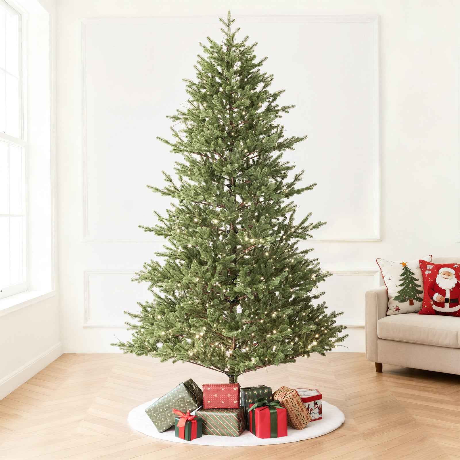 Balsam Fir Heritage 7.5ft Christmas Tree Pre-Lit Artificial Full With 3,941 Branch Tips & 1,485 Low-Voltage Warm LED Lights, Foldable Stand & Realistic Flame-Resistant Branches