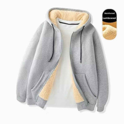 Women's Simple Solid Color Cold-proof Warm Berber Fleece Hooded Jacket
