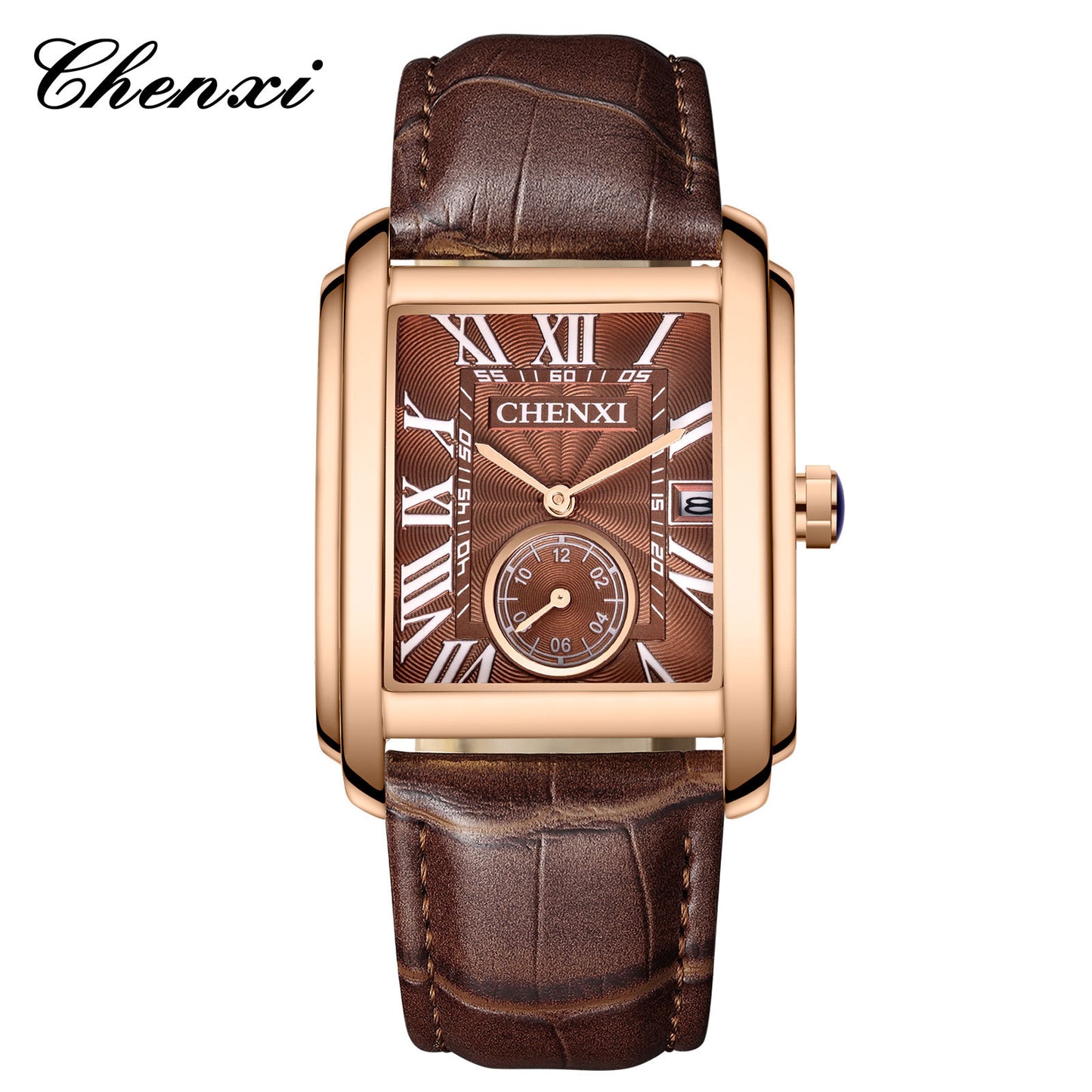 Men's Square Quartz Watch - Dawn Brand Direct Belt Timepiece