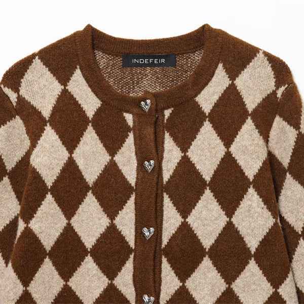 Fashion Temperament Women's Clothing Wholesale Diamond Jacquard Knitted Coat