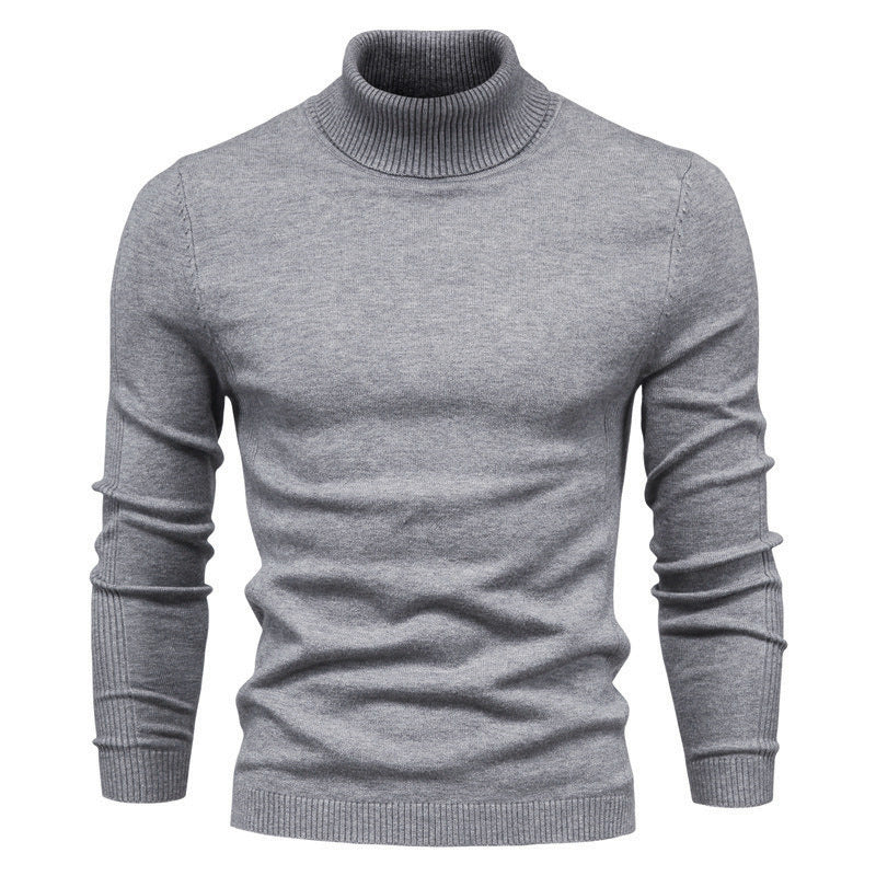Men's Solid Color Slim Pullover Turtleneck Sweater - Winter Casual Tops